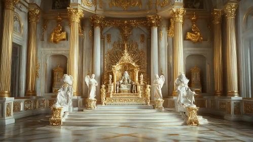 Opulent Throne Room with Gold and Marble Decorations