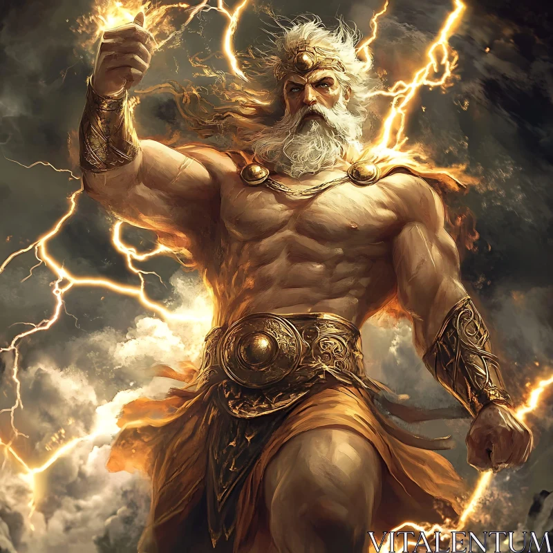 Mighty Thunder God amid Storm AI Image