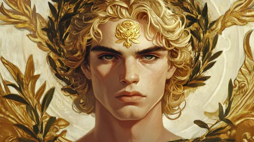 Mythological Young Man with Golden Laurel Wreath