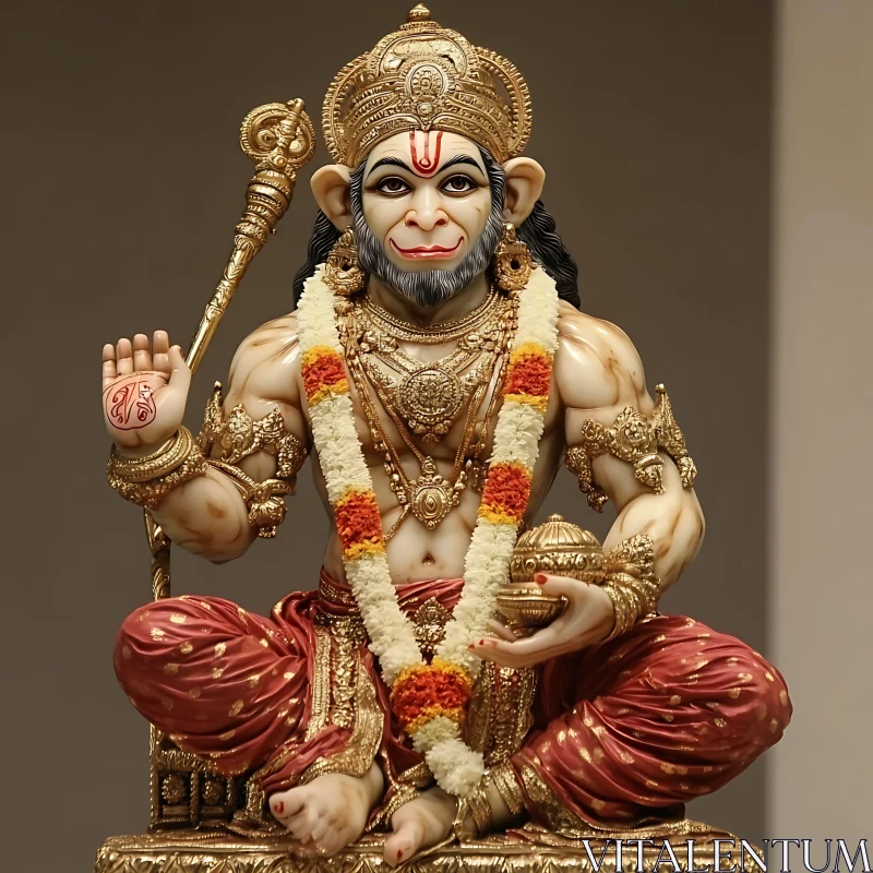 Adorned Hanuman Idol AI Image