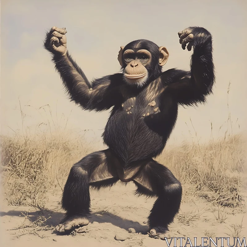 AI ART Joyful Chimpanzee in the Wild