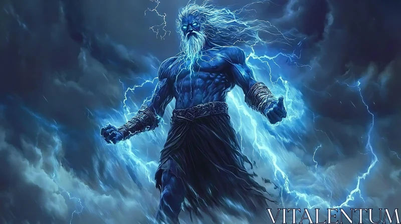 AI ART Mythical God in a Stormy Setting