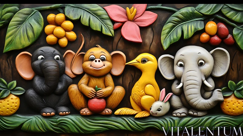 Charming Jungle Wildlife Artwork AI Image