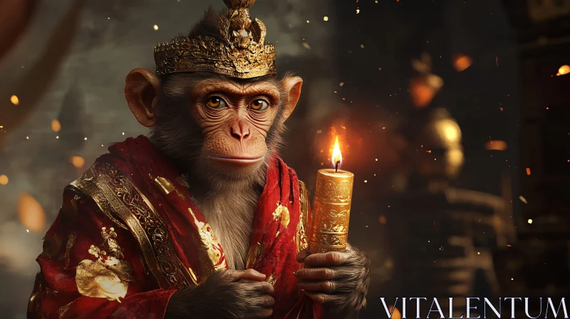 Royal Monkey with Candle AI Image