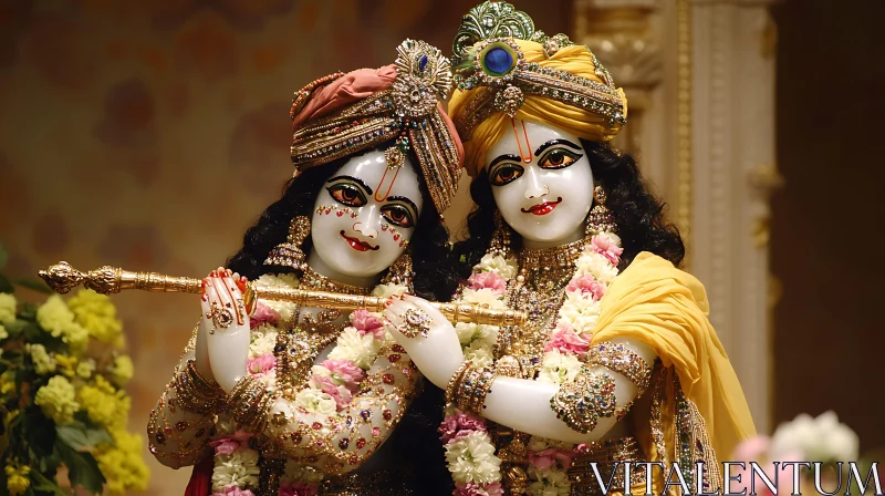 Krishna and Radha with Ornate Jewelry AI Image