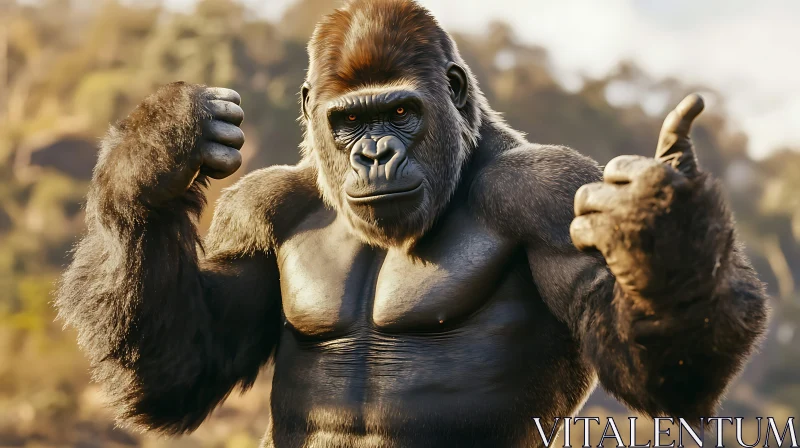 Powerful Gorilla Displaying Strength AI Image