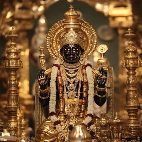 Opulent Divine Statue in Splendid Golden Surroundings