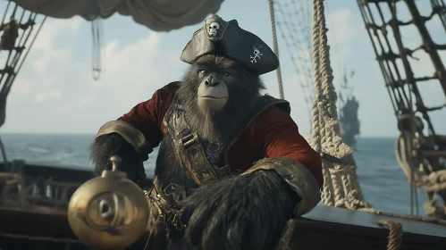 Adventurous Pirate Monkey at Sea