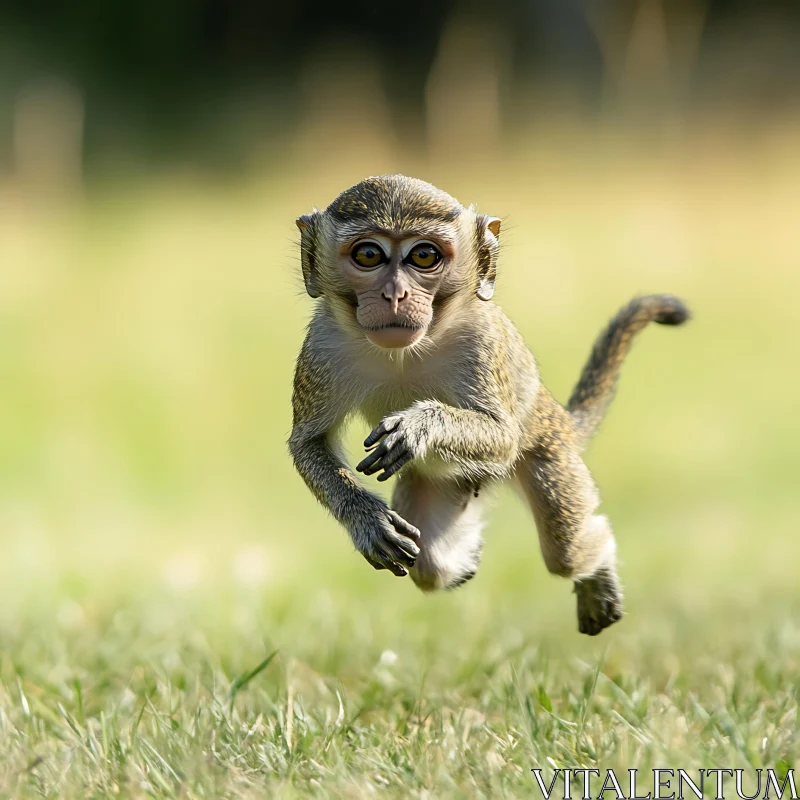 Expressive Monkey Leaping in Nature AI Image