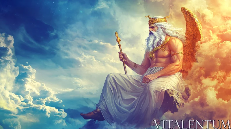 Celestial Being with Golden Wings in the Sky Celestial Being with Golden Wings in the Sky