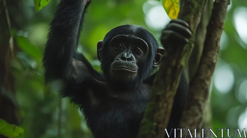 AI ART Juvenile Primate in Dense Forest