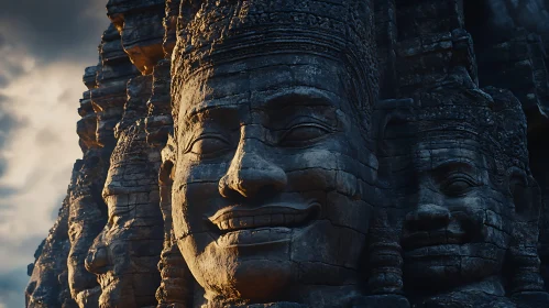 Serene Stone Faces of Ancient Monument