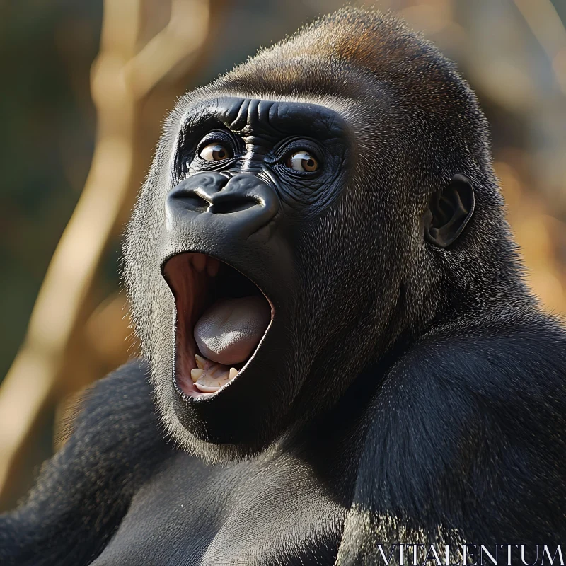 Astonished Monkey with Wide-Open Mouth and Expressive Eyes AI Image