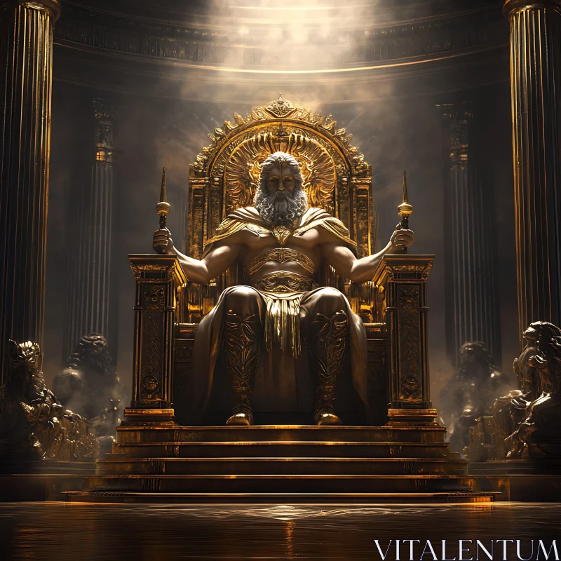 AI ART Regal Mythological Figure on Golden Throne