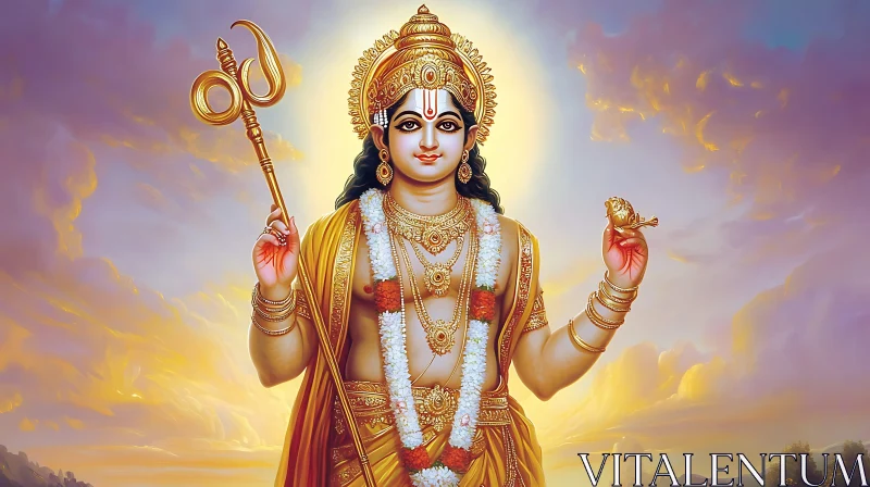 Divine Representation of a Hindu God AI Image