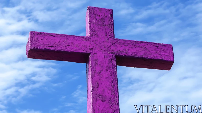 AI ART Purple Cross with Blue Sky