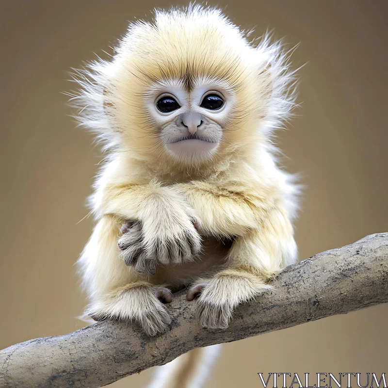 Cute Baby Monkey with Large Eyes AI Image