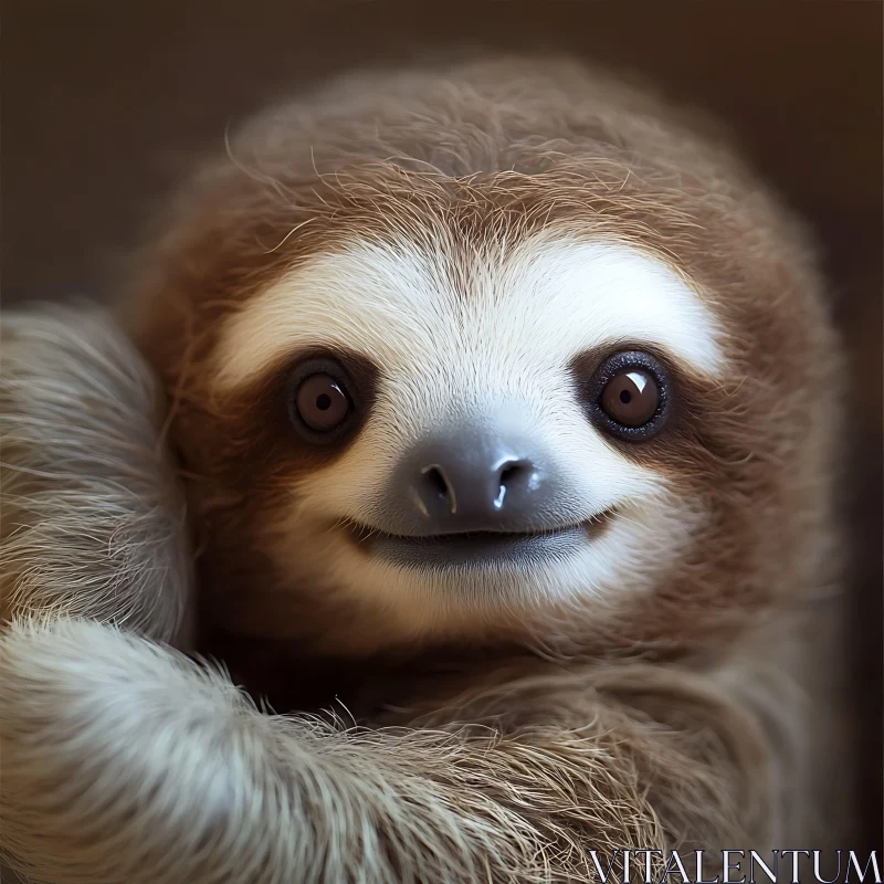 Sloth Face Close-Up AI Image