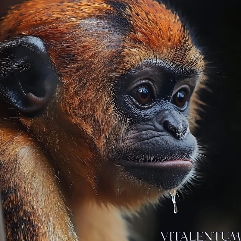 Emotional Portrait of a Young Monkey AI Image