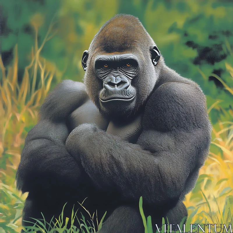 Gorilla in Contemplation AI Image