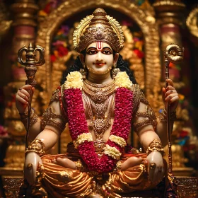 Exquisite Golden Idol with Flower Decorations