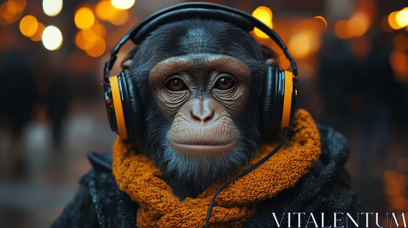 Urban Monkey with Headphones AI Image