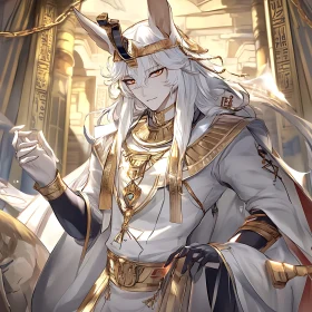 Elegant Egyptian God in Golden Attire