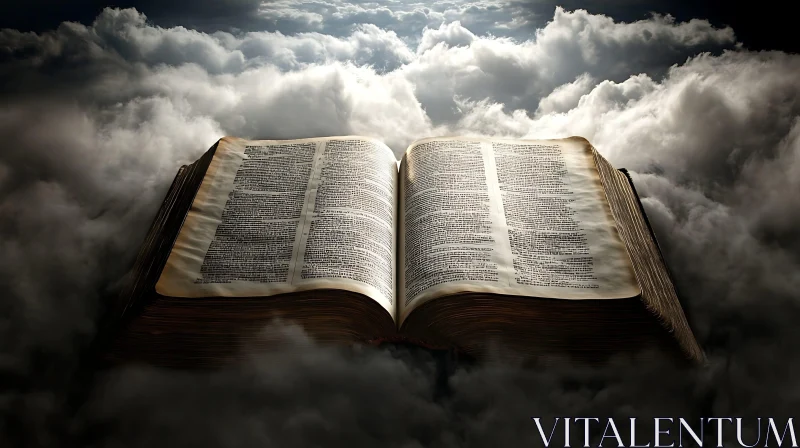 Ethereal Book Amidst Heavenly Clouds AI Image