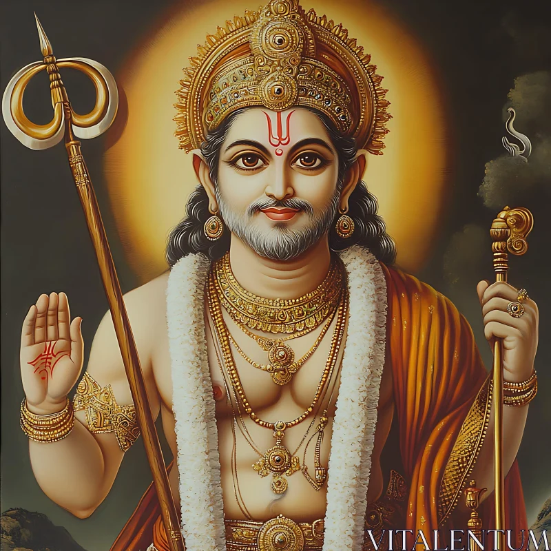 Divine Hindu Figure with Traditional Symbols AI Image