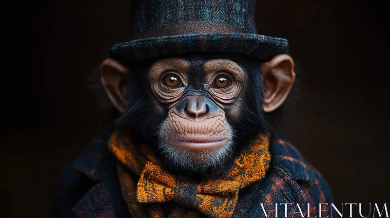 AI ART Monkey Wearing Vintage Attire