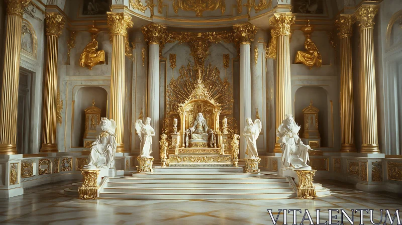 AI ART Opulent Throne Room with Gold and Marble Decorations