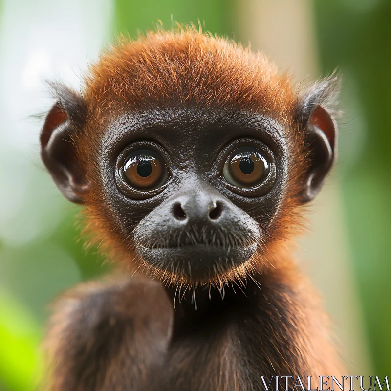 Expressive Eyes of a Young Monkey AI Image