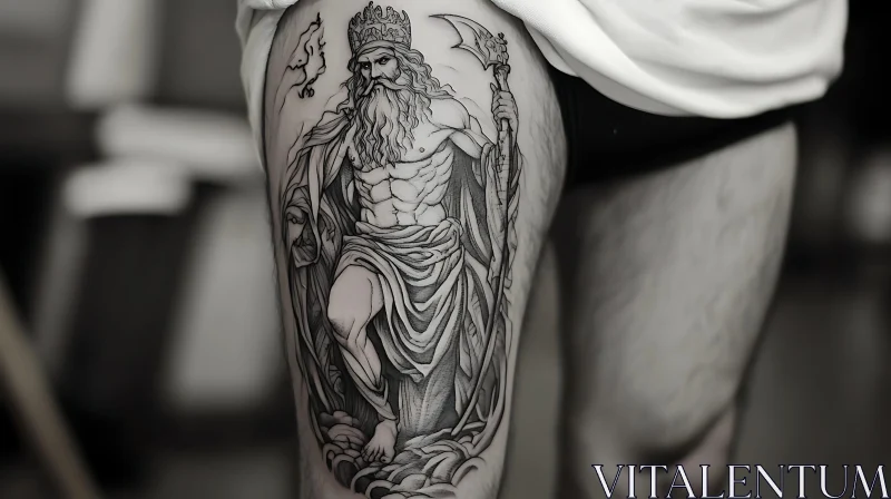 AI ART Greek God Tattoo Design on Thigh