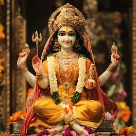 Opulent Hindu Goddess Statue in Temple