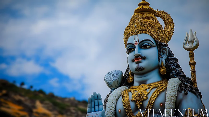 Hindu Deity Statue with Ornate Details AI Image