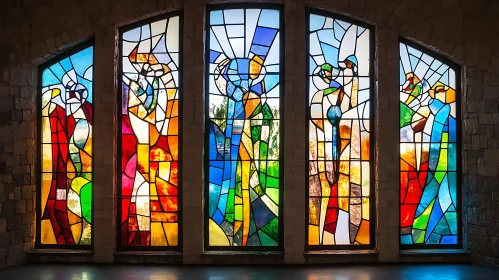 Vibrant Church Stained Glass Display