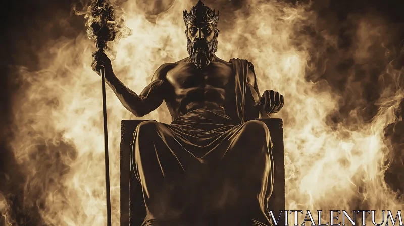 God of Fire Reigns from Throne AI Image