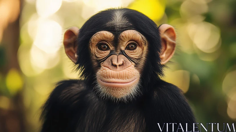 AI ART Young Monkey Portrait with Expressive Eyes