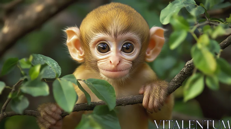 AI ART Innocent Baby Monkey in the Forest