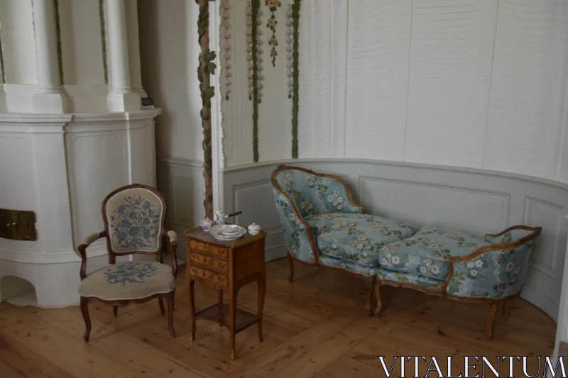 PHOTO Classic Parlor with Floral Upholstery