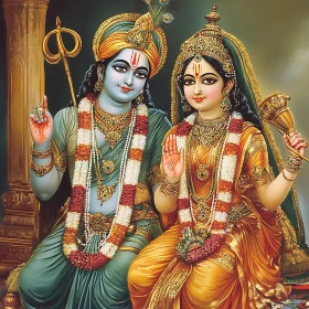 Divine Couple in Indian Mythology Art