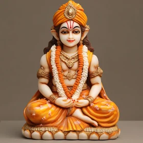 Intricate Orange and Yellow Seated Figurine