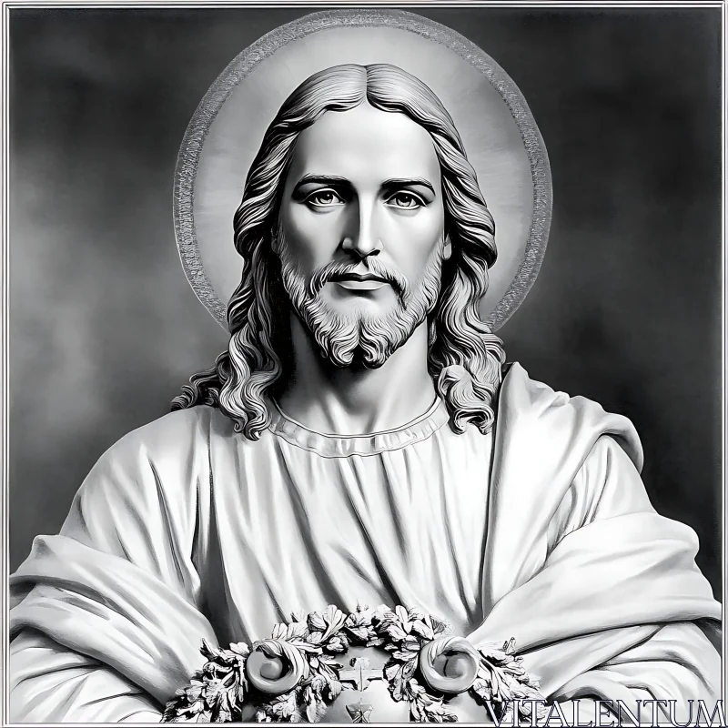 AI ART Calm Religious Portrait in Monochrome