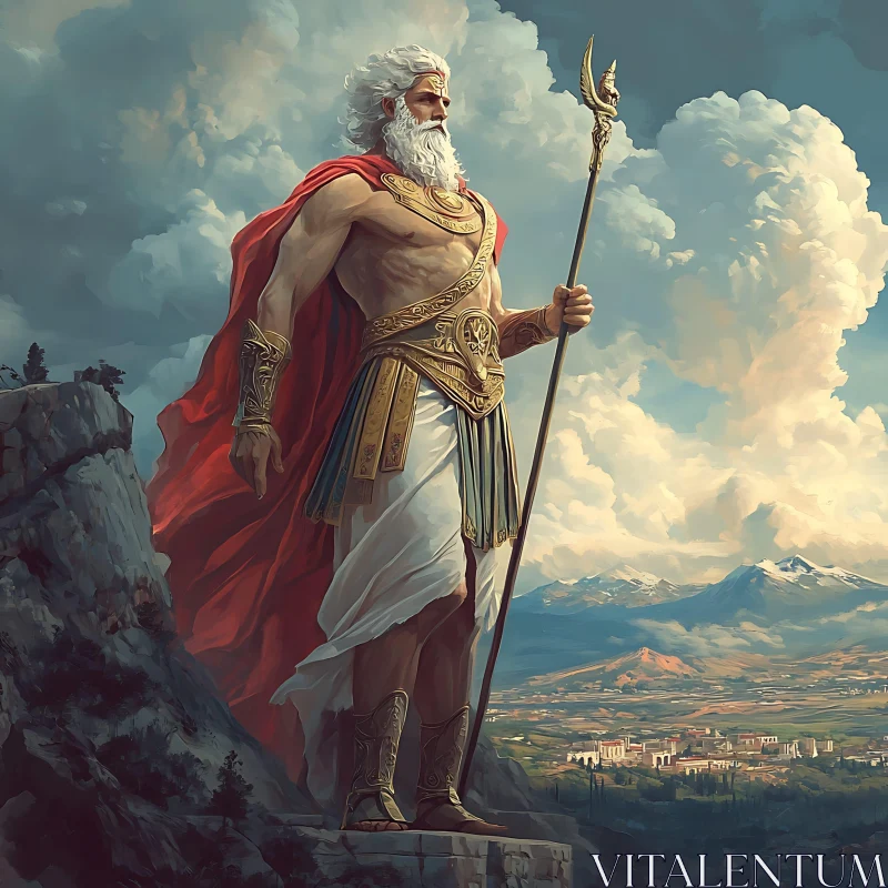 Mythical Greek Hero with Staff AI Image