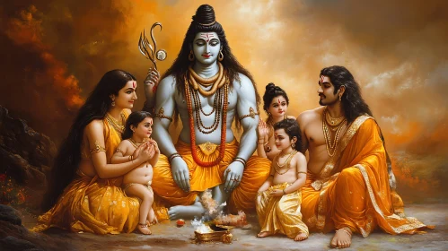 Divine Hindu Family Emerged in Spiritual Unity