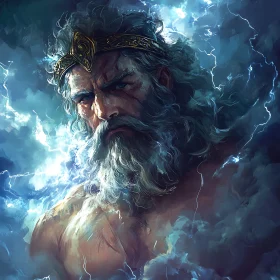 Mythological God in Thunderous Clouds