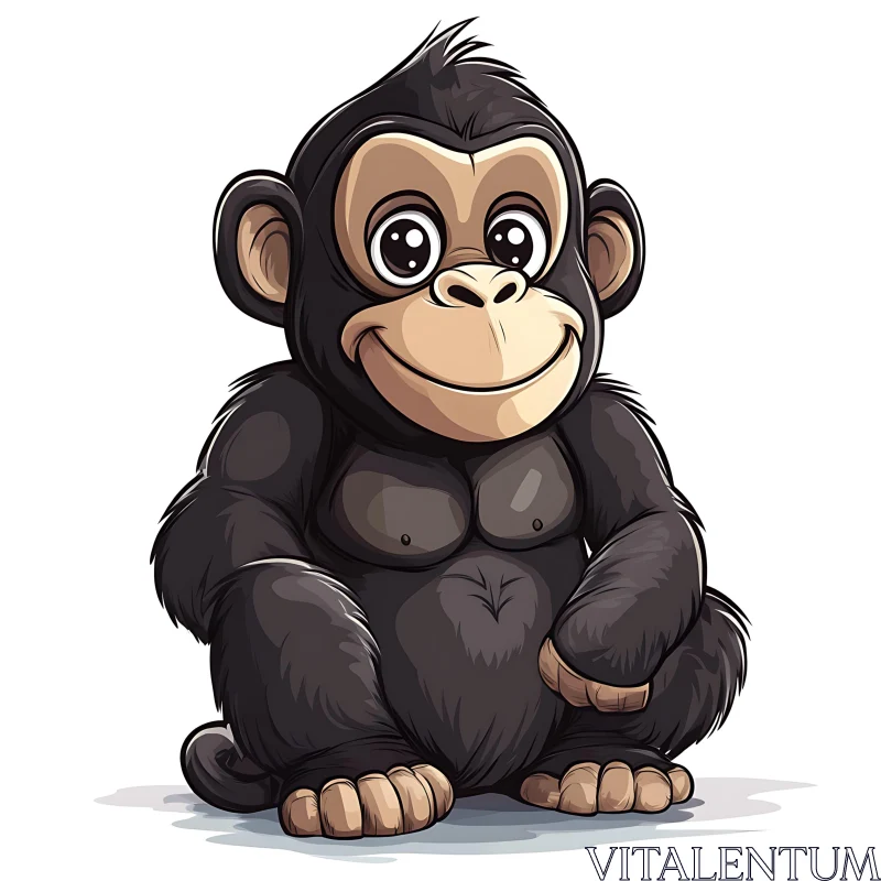 Cute Happy Monkey Cartoon Art AI Image