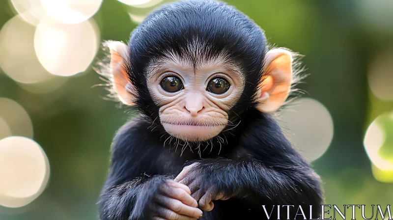 AI ART Adorable Baby Monkey with Big Eyes