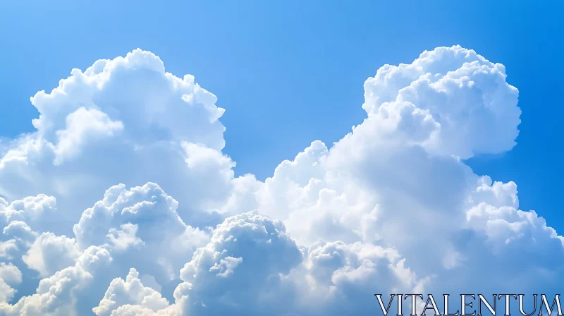 Cumulus Clouds in Bright Blue Sky AI Image