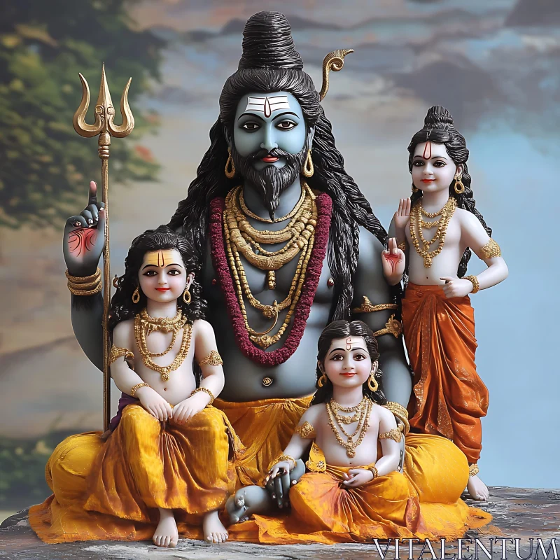 Traditional Hindu Family Statue AI Image